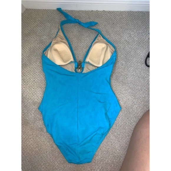 Magic Suit Blue Hlater Neck Rhinestone One Piece Swimsuit Size 12 - Picture 6 of 8